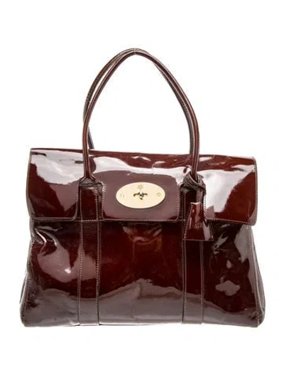Pre-owned Mulberry Patent Leather Top Handle Bag In Brown
