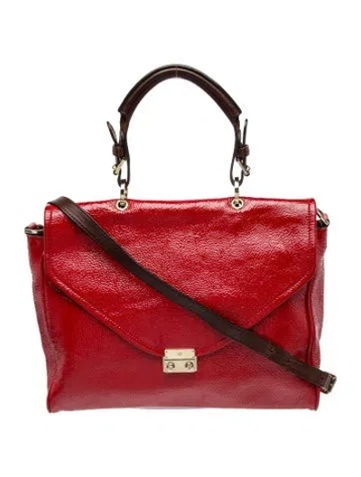 Pre-owned Mulberry Patent Leather Top Handle Bag In Red