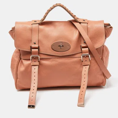 Mulberry Peach Leather Oversized Alexa Satchel In Pink
