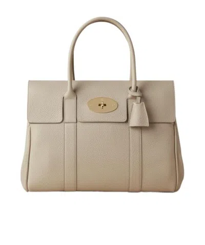 Mulberry Pebbled-texture Top-handle Tote In Nude