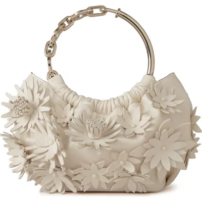 Mulberry Pimlico Floral Appliqué Leather Bracelet Bag In Eggshell