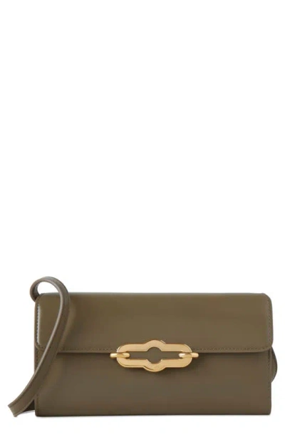 Mulberry Pimlico Super Leather Wallet On A Strap In Linen Green