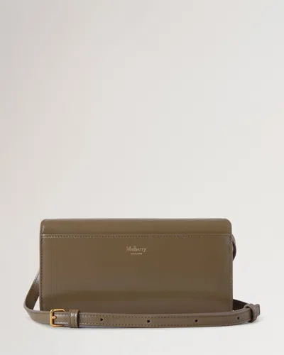 Mulberry Pimlico Wallet On Strap Linen Green Super Lux Calf
