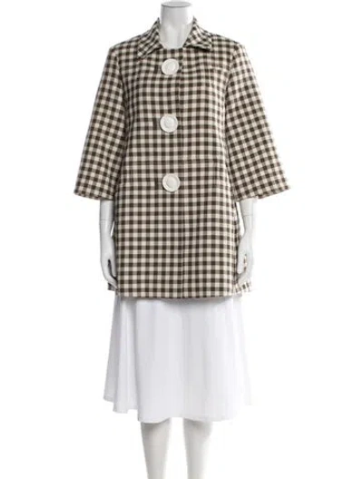 Pre-owned Mulberry Plaid Print Coat In Neutral