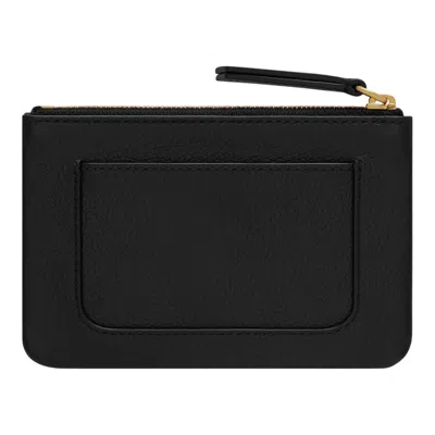 Mulberry Plaque Small Zip Coin Pouch Black Small Classic Grain