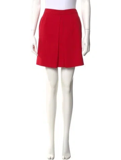 Pre-owned Mulberry Pleated Accents Mini Skirt In Red