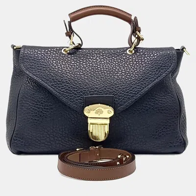 Pre-owned Mulberry Polly Pushlock In Navy Blue