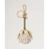 Mulberry Pom Pom Flower Keyring In Buttermilk-eggshell