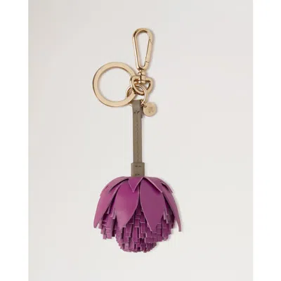 Mulberry Pom Pom Flower Keyring In Orchid Bloom