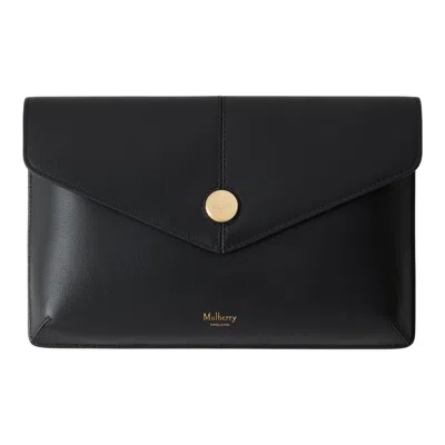 Mulberry Press Stud Envelope Pouch Black Micro Classic Grain