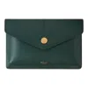 Mulberry Press Stud Envelope Pouch  Green Micro Classic Grain In Green