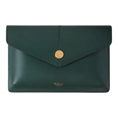 Mulberry Press Stud Envelope Pouch  Green Micro Classic Grain