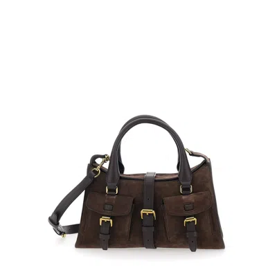 Mulberry Roxanne Brown Small Handbag With Adjustable And Removable Shoulder Strap And Two Front Pockets In Su