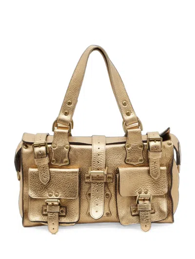 Pre-owned Mulberry Roxanne Buckle Tote Bag In Gold