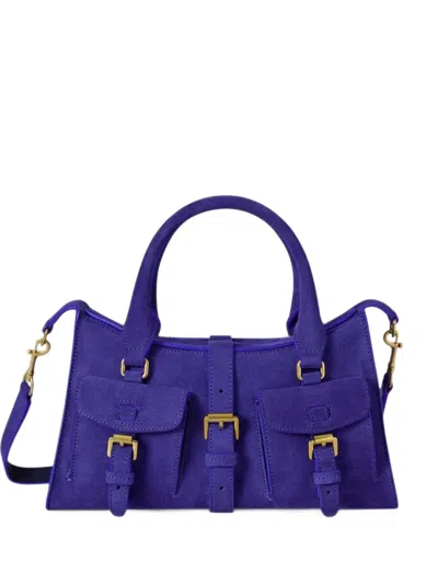 Mulberry Roxanne Buckled Suede Tote Bag In Blue