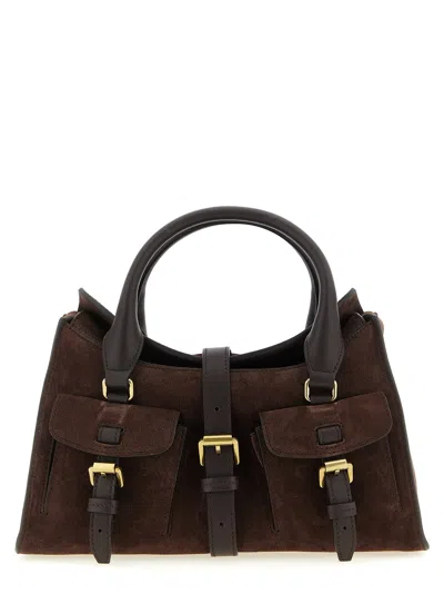 Mulberry Roxanne Brown Small Handbag With Adjustable And Removable Shoulder Strap And Two Front Pockets In Su