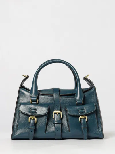 Mulberry Roxanne Smooth Calf Leather Handbag With Double Handle In Blue