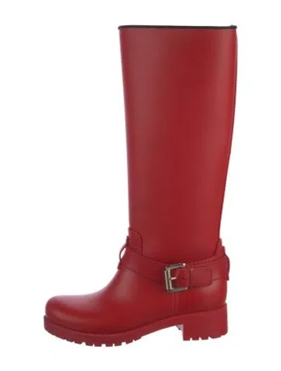 Pre-owned Mulberry Rubber Rain Boots In Red