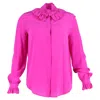 Mulberry Ruffled Blouse In Pink Silk In Pink