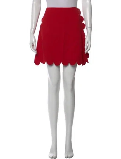 Pre-owned Mulberry Scalloped Accent Mini Skirt In Red
