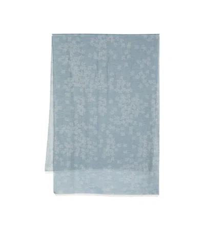 Mulberry Semi-sheer Floral-print Scarf In Gray