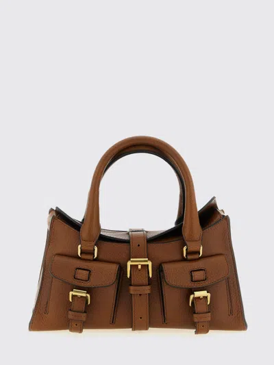 Mulberry Roxanne Brown Small Handbag With Adjustable And Removable Shoulder Strap And Two Front Pockets In Le