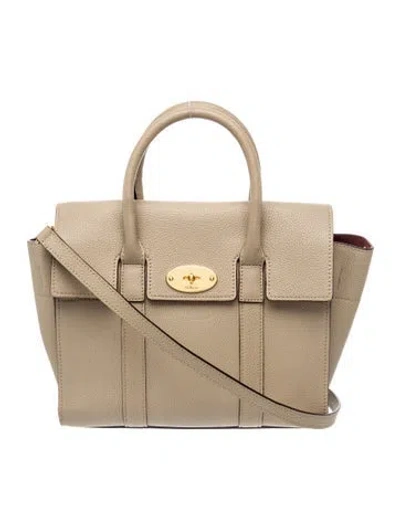 Pre-owned Mulberry Signature Zipped Bayswater Small In Neutrals