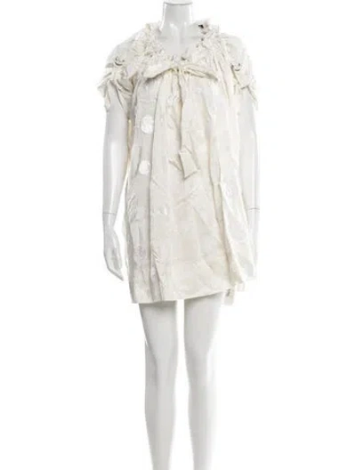 Pre-owned Mulberry Silk Mini Dress In White