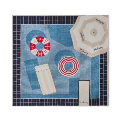 Mulberry Silk Summer Pool Square Scarf In Blue