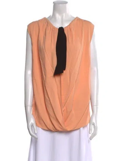 Pre-owned Mulberry Silk V-neck Blouse In Orange