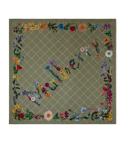 Mulberry Silk Wild Floral Scarf In Green
