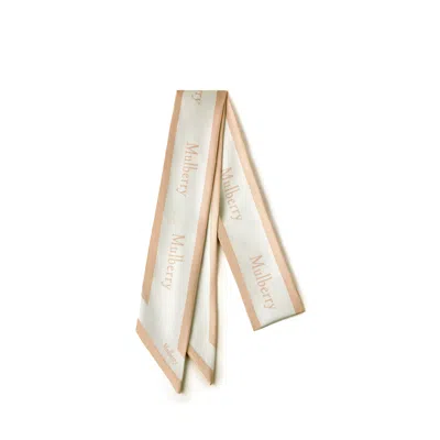 Mulberry Skinny Scarf In Maple-chalk