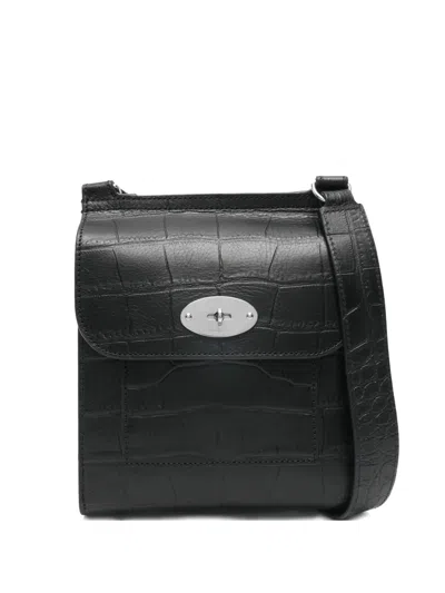 Mulberry Small Antony Croc-embossing Satchel Bag In Black