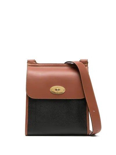 Mulberry Small Antony Leather Messenger Bag In Black-cognac