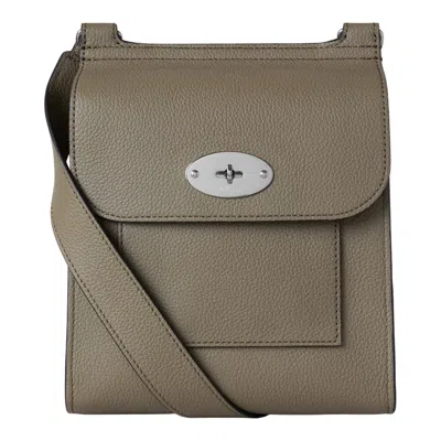 Mulberry Small Antony Linen Green Small Classic Grain In Neutral