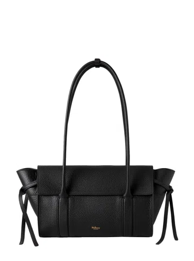 Mulberry Small Bayswater Black Shoulder Bag With Laminated Logo In Leather Woman