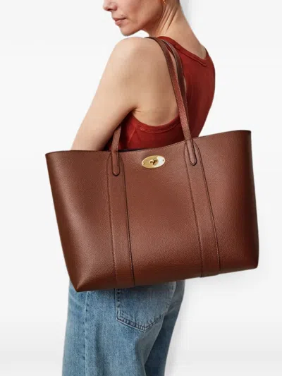 Mulberry Small Bayswater Grained Leather Tote Bag In Brown