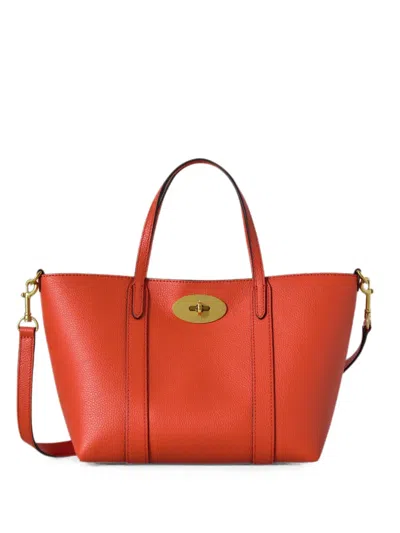 Mulberry Small Bayswater Leather Tote Bag In Orange