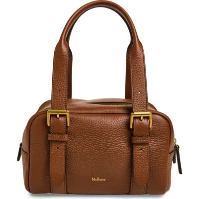 Mulberry Small Boston Heavy Grain Top Handle Bag In Brown