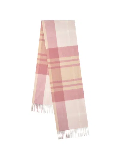 Mulberry Small Check Merino Wool Scarf In Pink