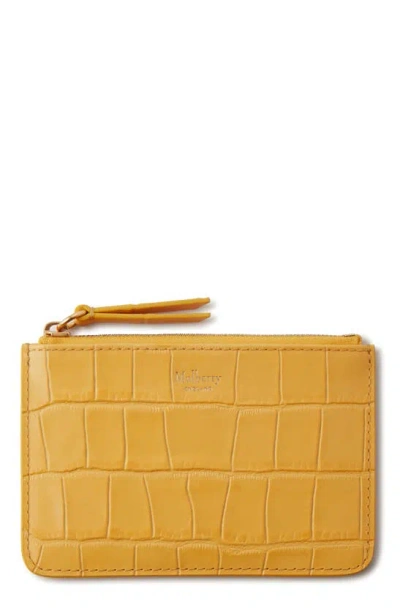 Mulberry Small Croc Embossed Leather Zip Pouch In Yellow