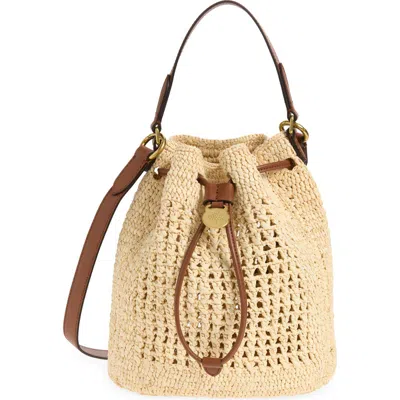 Mulberry Small Crochet Raffia Bucket Bag In Neutral
