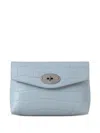 Mulberry Small Darley Crocodile-effect Makeup Bag In Blue