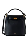 Mulberry Small Islington Black Bucket Bag With Twist Lock Closure In Hammered Leather Woman