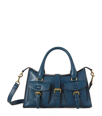 Mulberry Small Leather Roxanne Top-handle Bag In Blue