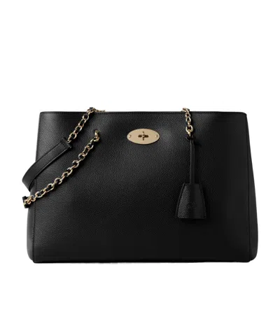 Mulberry Small Leather Lily Chain Tote Bag In Black