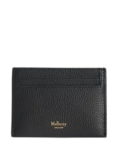 Mulberry Small Logo-print Grained Leather Card Holder In Black