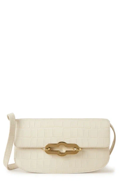 Mulberry Pimlico Croc Embossed Leather East/west Shoulder Bag In Eggshell