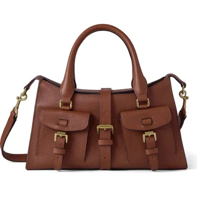 Mulberry Roxanne Brown Small Handbag With Adjustable And Removable Shoulder Strap And Two Front Pockets In Le