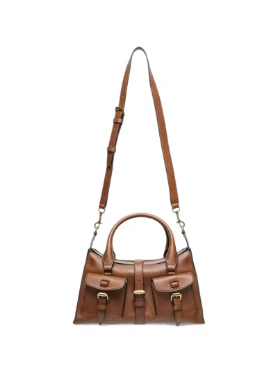 Mulberry Small Roxanne Buckled Grained-leather Shoulder Bag In Brown